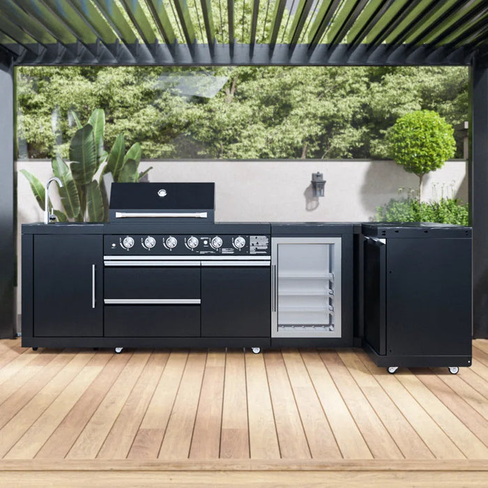 Luxus Outdoor-Küche mit Kühlschrank & 6-Brenner-Grill