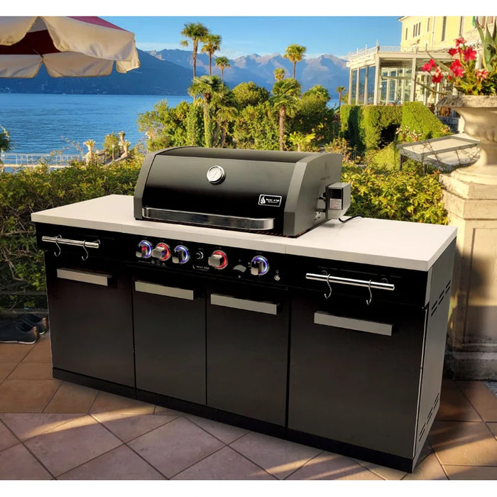 Outdoor-Küche mit 5-Brenner-Gasgrill, Infrarot-Heckbrenner, Seitenkochfeld