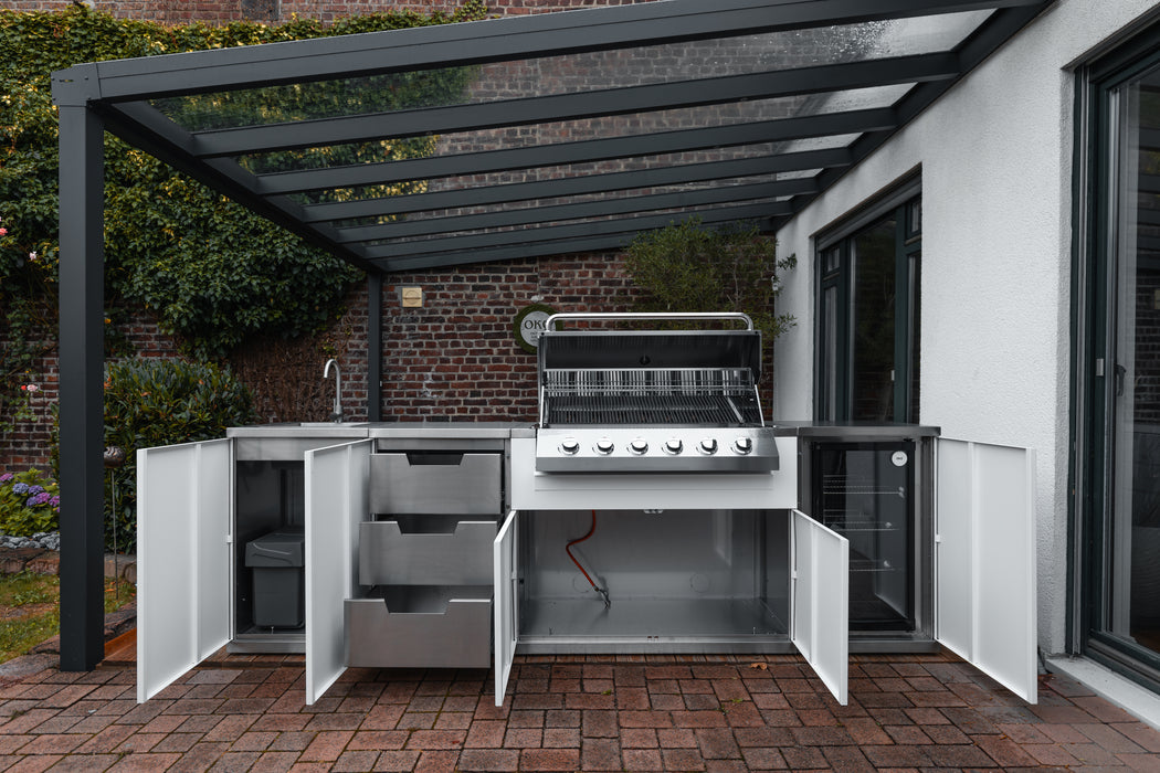 OKG® classic one | Premium Outdoor Küche Komplettset inkl. Grill, Spüle & Kühlschrank