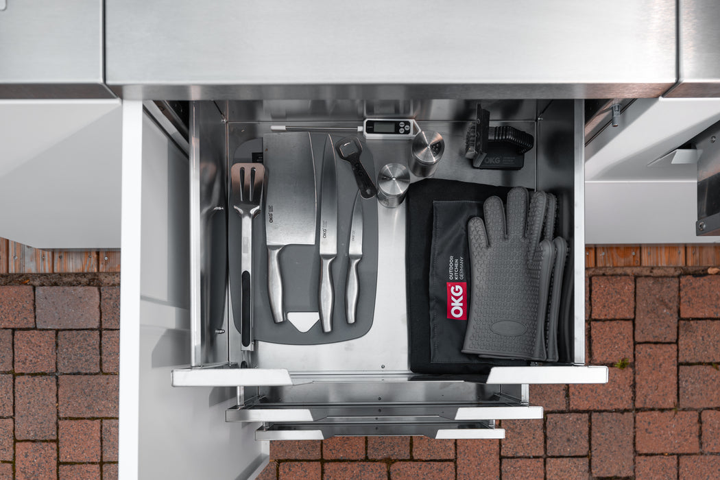 OKG® classic one | Premium Outdoor Küche Komplettset inkl. Grill, Spüle & Kühlschrank