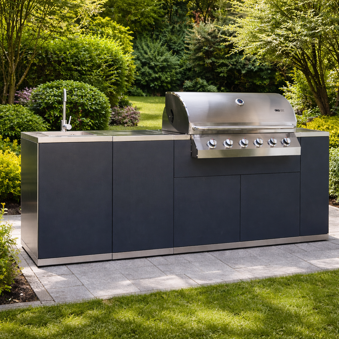 OKG® classic one | Premium Outdoor Küche Komplettset inkl. Grill, Spüle & Kühlschrank