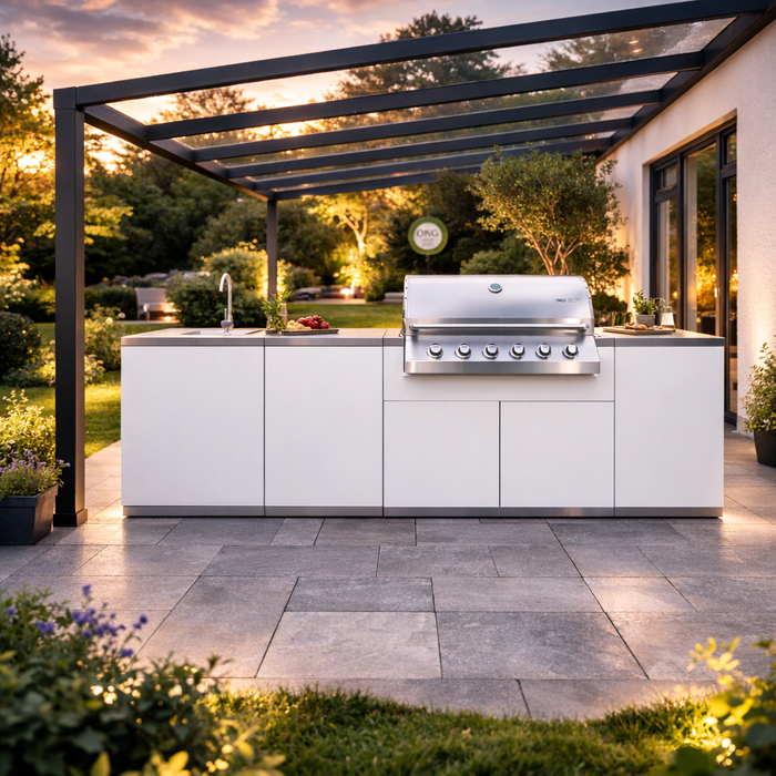 OKG® classic one | Premium Outdoor Küche Komplettset inkl. Grill, Spüle & Kühlschrank