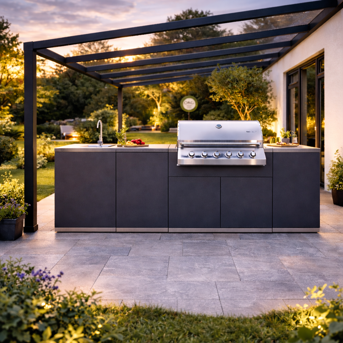OKG® classic one | Premium Outdoor Küche Komplettset inkl. Grill, Spüle & Kühlschrank