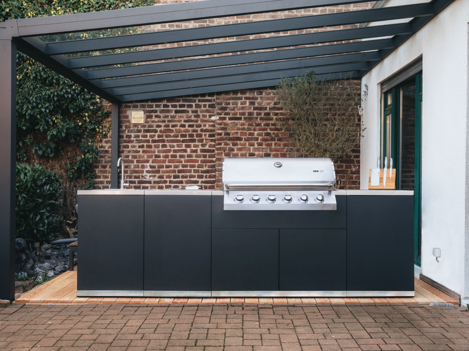 OKG® classic one | Premium Outdoor Küche Komplettset inkl. Grill, Spüle & Kühlschrank
