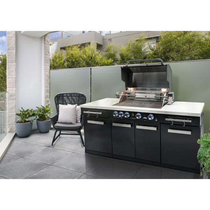 Outdoor-Küche mit 5-Brenner-Gasgrill, Infrarot-Heckbrenner, Seitenkochfeld